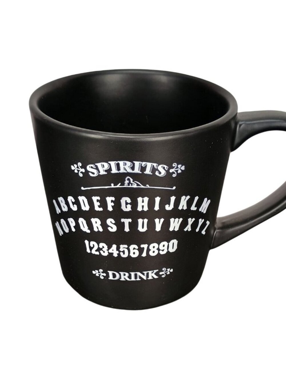 Magenta Spirits Halloween Ouija Board Alphabet Numbers Coffee Mug 14oz Black Wit